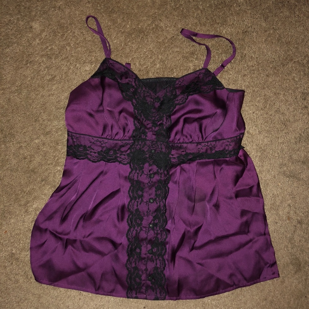 Plum silk lacey top
